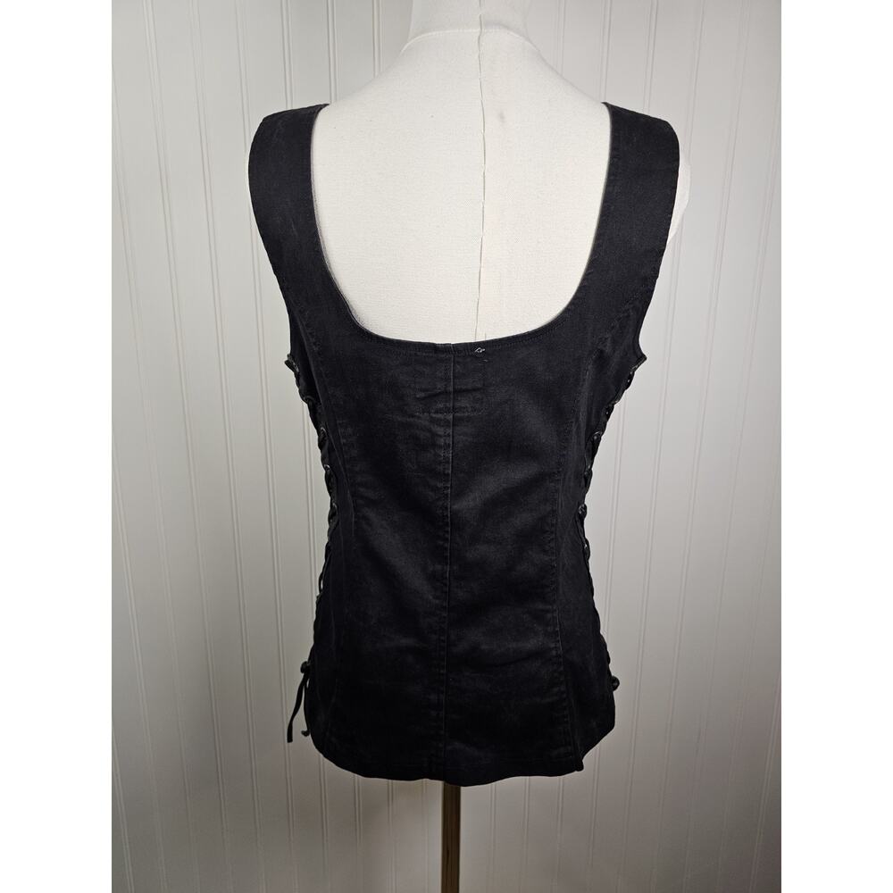 Joan Jett x Tripp NYC Daang Goodman Black Lace Up Zip Front Corset Top Vest L - Picture 3 of 13